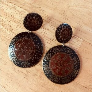 🏺🪬Vintage Boho Brass Earrings | Mandala-Inspired Design | 1980s